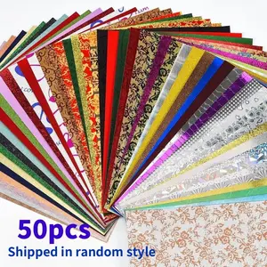 50pcs A5/A6 Size Random Texture Scrapbook Paper Multi Colors and Designs Perfect for Card Making Crafting Collages and Holiday Projects Vibrant Decorative Paper Assorted Styles for Unique Craft Projects Scrapbook Materials