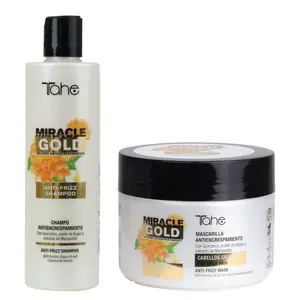 Tahe Kit Miracle Gold Small - Shampoo 300ml and Mask 300ml (Thick Hair) Control Frizz