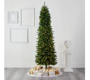 Nearly Natural 7' Slim Green Mountain Faux Chritmas Tree