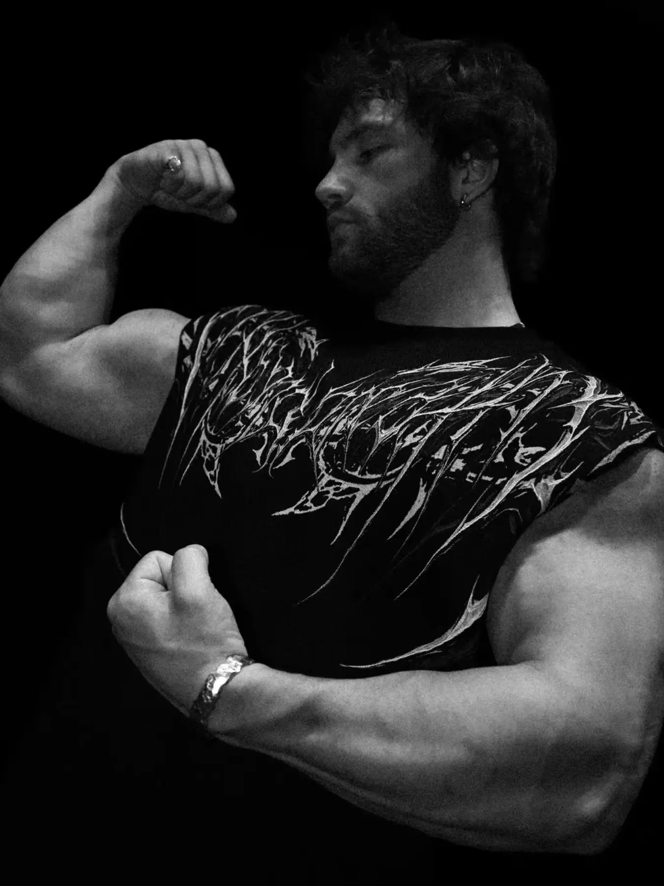 Men's Thorn Print Gym Vest, Workout Sports Vest, High Elastic Quick-Dry Breathable Fabric, Muscle-Enhancing Sleeveless, Street Style for Running