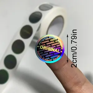 500pcs/1000pcs  Holographic Sticker Round 20x20mm Laser Original Tamper Proof Security Hologram Labels Stickers in Rolls Adhesive Stickers