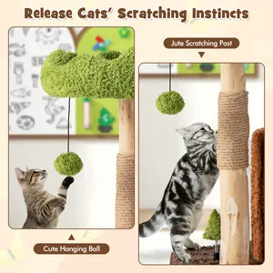 COSTWAY - Multifunctional Cat Tree Cat Tower with Scratching Posts and Top Perch-Brown