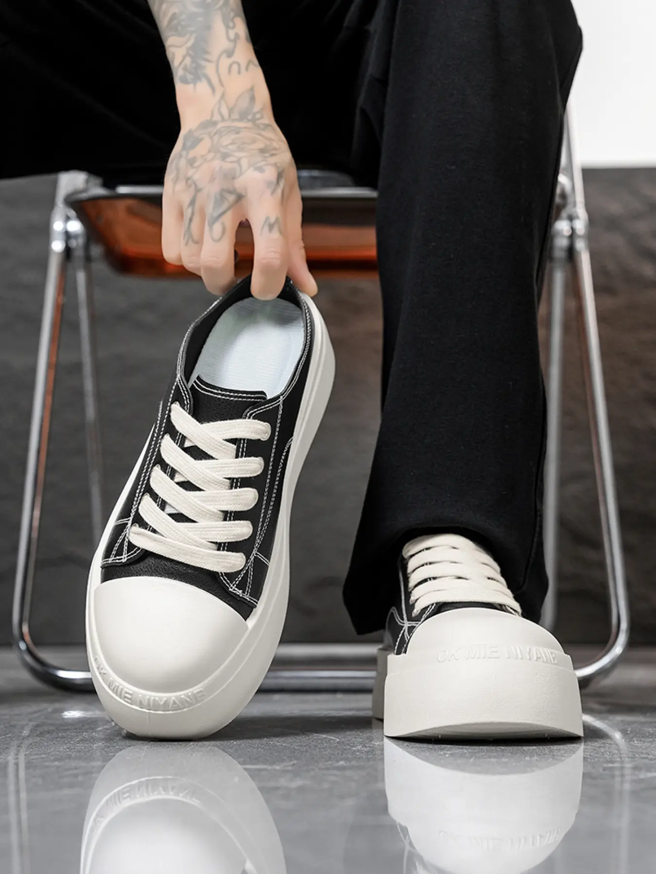 Men's Casual Slip On Platform Mule Sneakers Non Slip Backless Sports Slide Shoes