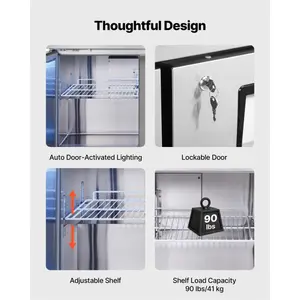 VEVOR 60 W Commercial Freezer, 14.8 Cu. Ft Worktop Freezers Undercounter with LED Auto Lighting and Lockable Door, 2 Doors Food Freezing Prep Worktable, Stainless Steel Prep Frozen Table with Casters