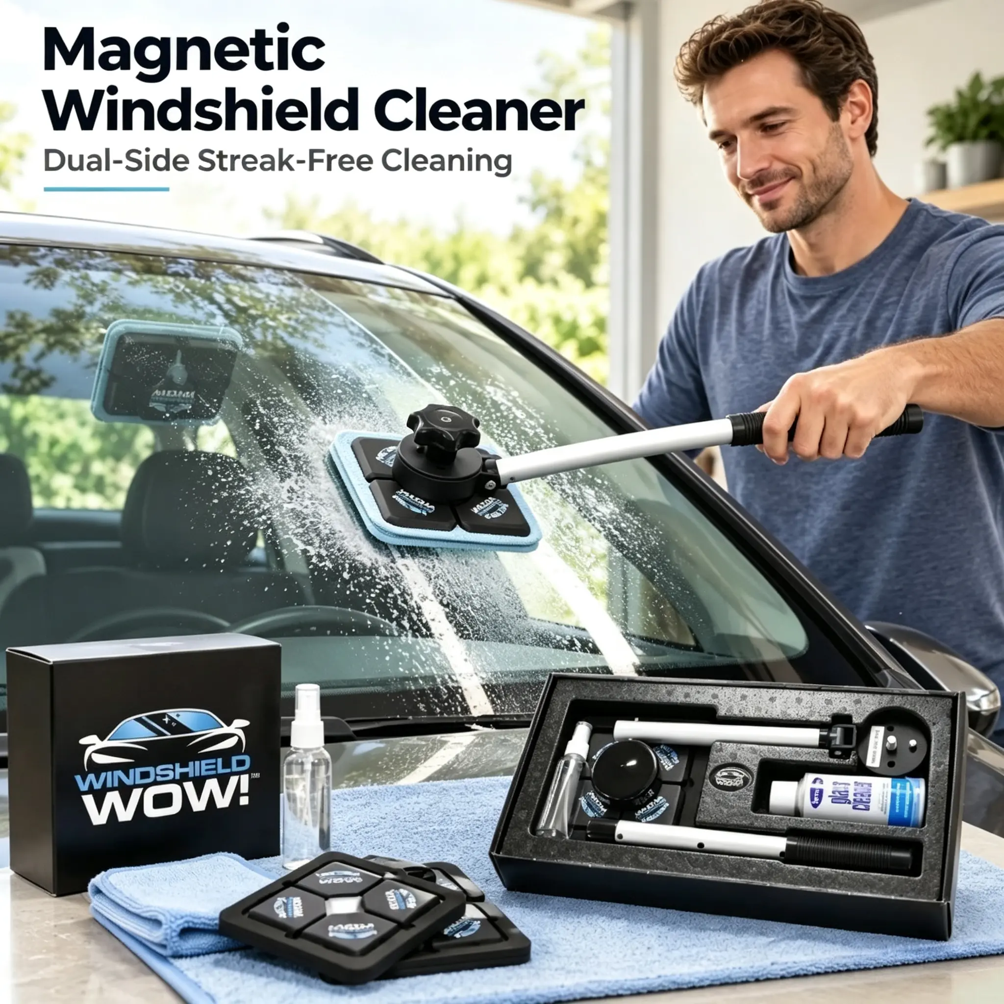 Clean your windshield twice faster with this magnetic tool #CarAccessories