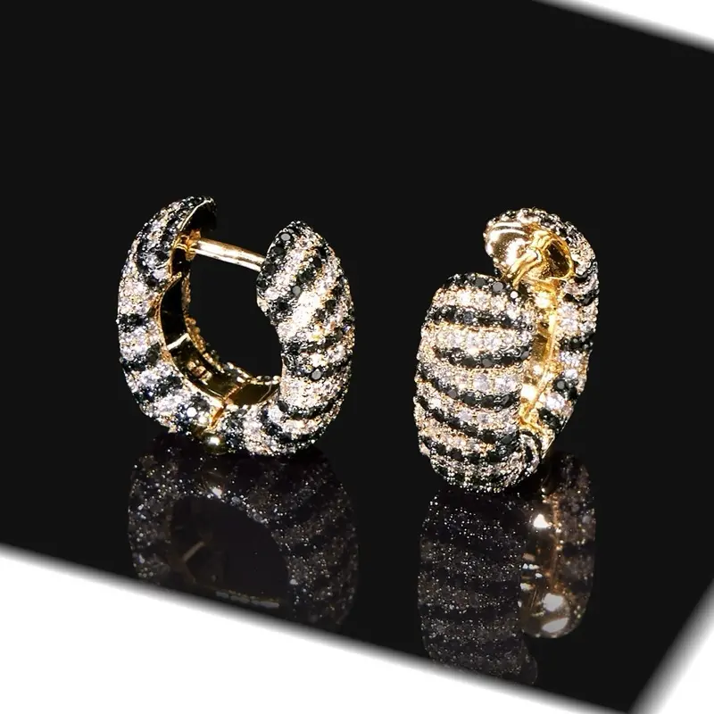 BOMB PARTY Untamed Black Onyx Earrings - Animal Theme Elegant Pair, Crafted from Blend of Metals with Rose Gold Accents, Sealed with Chance to Reveal Diamonds