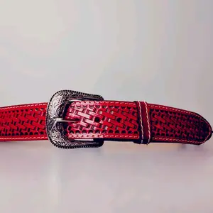 Classic Cowboy Leather Belt with Gold Buckle for Men - Unisex Western Buckle, 32-42 Sizes, Real Leather, Heavy Duty, Handmade Western Design fashion.