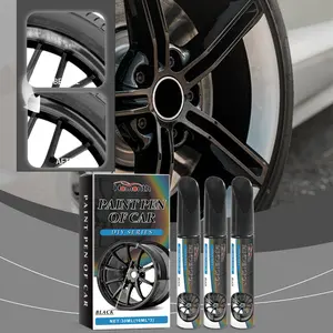 Black Wheel Rim Touch-Up Paint Pen - Car Scratch Remover & Repair Kit - Fast Drying, Waterproof & Durable Car Paint Fix for Scuffs/Chips (30ml, Pack of 3)