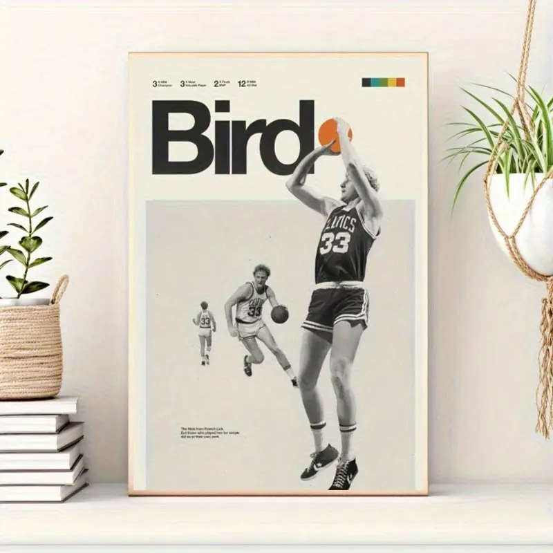 Vintage Basketball Star Canvas Wall Art, Easy to Hang, Perfect for Sports Fans and Retro Decor Lovers, Modern Pine Theme Decoration, Artwork
