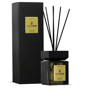 INTENSE OUD Reed Diffuser, Amber Allure – 500ml (17.6 oz) – Fragrance for Up to 90 Days – Reusable, Refillable Glass Holder and Includes 6 All-Natural Reed Sticks