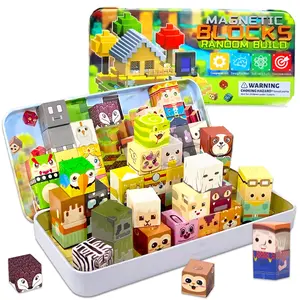 Animals And Characters Theme Magnetic Building Blocks Set - STEM Sensory Cubes, Sensory Play Construction toys, ABS Material, Suitable As Boys And Girls Christmas Gifts, New Year Gift, Birthday Gift
