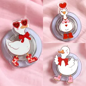 Pink and Red Goose Magsafe Phone Grip - Magnetic Pop Socket & Kickstand - Cute Accessory