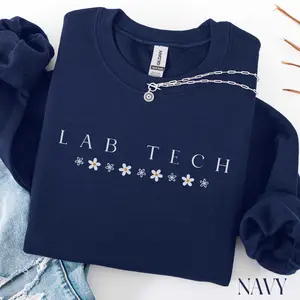 Lab Tech Crewneck T-Shirt Or Sweatshirt: Floral Design, Lab Technician Gift