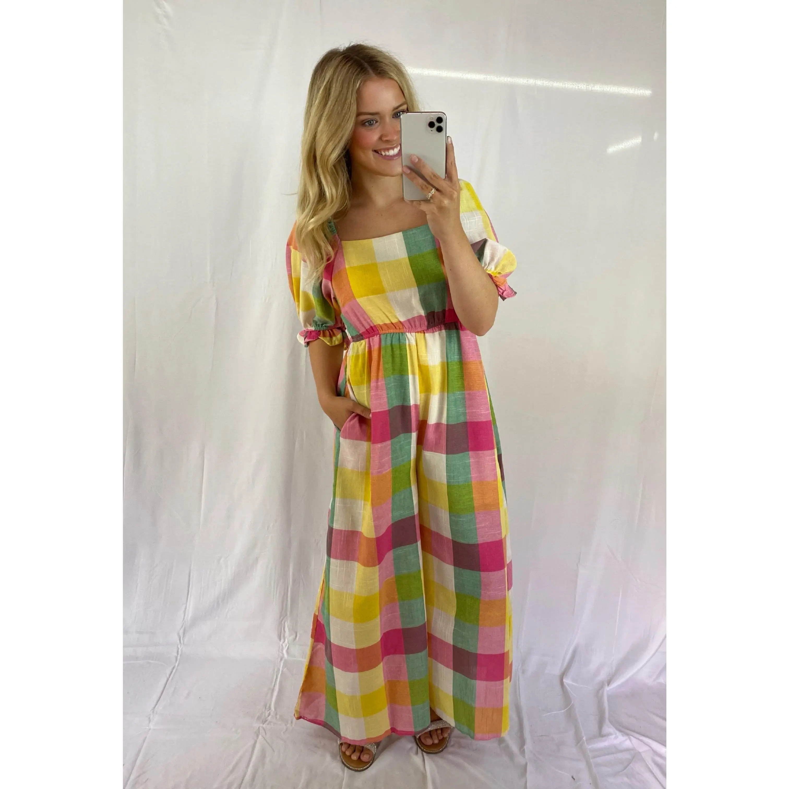 Multi Color Checkered Jumpsuit
