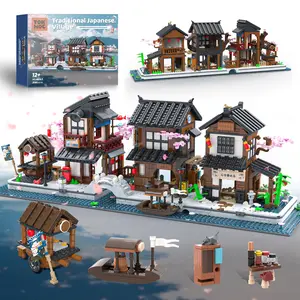 TOKMOC 2058 Pieces Traditional Japanese Cherry Blossom Village Building Set, Sakura Street View Architecture Building Block -Izakaya & Tea House, Collectible Construction Toy Anime Fans Gift for Aged 12 And Above