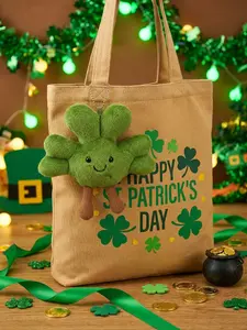 Easter St Patrick's Day Gift Accessory Shamrock Lucky Clover Doll Keychain Bag Chain, Cute Floral Pattern, Charming Design, Safety Assured, No Choking Hazard, Versatile Usage