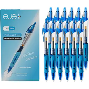 12 Pack 0.5mm Fine Line Blue Pens - Retractable Ballpoint for Smooth Writing | Ideal for School, Office &  Use