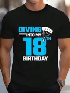 100% Cotton Skydiving Birthday - First Time Skydiving - 18th Birthday T-Shirt Women's Men's Graphic Tee Crew Neck summer vacation Tops