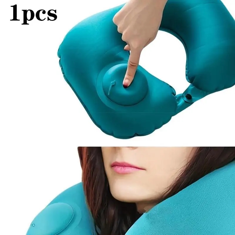 Portable Inflatable Neck Pillow for Travel, U-Shaped Airplane Car Seat Cushion, Comfortable Nap Rest Support, Essential Travel Accessory