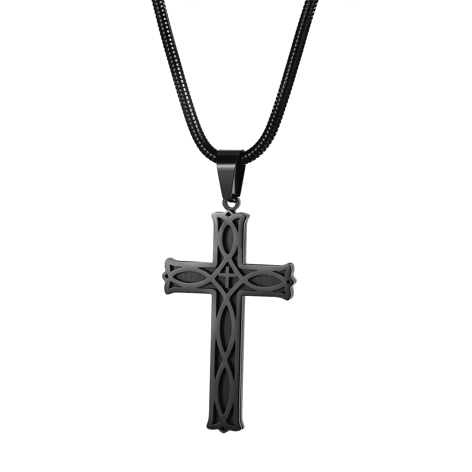 OIDEA Unisex Stainless Steel Celtic Knot Cross Pendant Necklace - Irish Faith Infinity, Cross Relief, Chain Jewelry Gift, Infinity Necklaces, Cross Relief Necklaces
