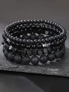 Men's Fashion Stone Beaded Bracelet Set, 4 Counts Casual Trendy Beaded Bracelets, Fashion Accessories for Daily Wear, Trendy All-match & Exquisite Jewelry for Birthday Gift, Bracelets Stack, Beads Bracelets