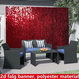 Shimmering red sequined backdrop banner - polyester fabric, suitable for home and garden celebrations, anniversaries, weddings, Valentine's Day photography backdrops, outdoor event decorations, Party decor, home decor
