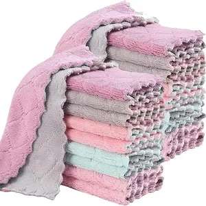 "20 Pack Kitchen Cleaning Cloths – Super Absorbent Coral Velvet Dish Towels, Premium Microfiber Tea Towels, Quick Dry Reusable Washcloths & Non-Stick Oil Rags"