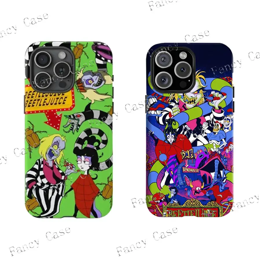 Y-Beetlejuice Custom Rubber TPU-Polycarbonate Protective Cover - 80s Horror Comedy Vibes, Goth Ghost Core Tim Burton Aesthetic, Shockproof Impact Resistance, Smartphone/Cellphone/Handheld Accessory for iPhone 11,12,13,14,15,16,17 Pro Max,Plus,Mini