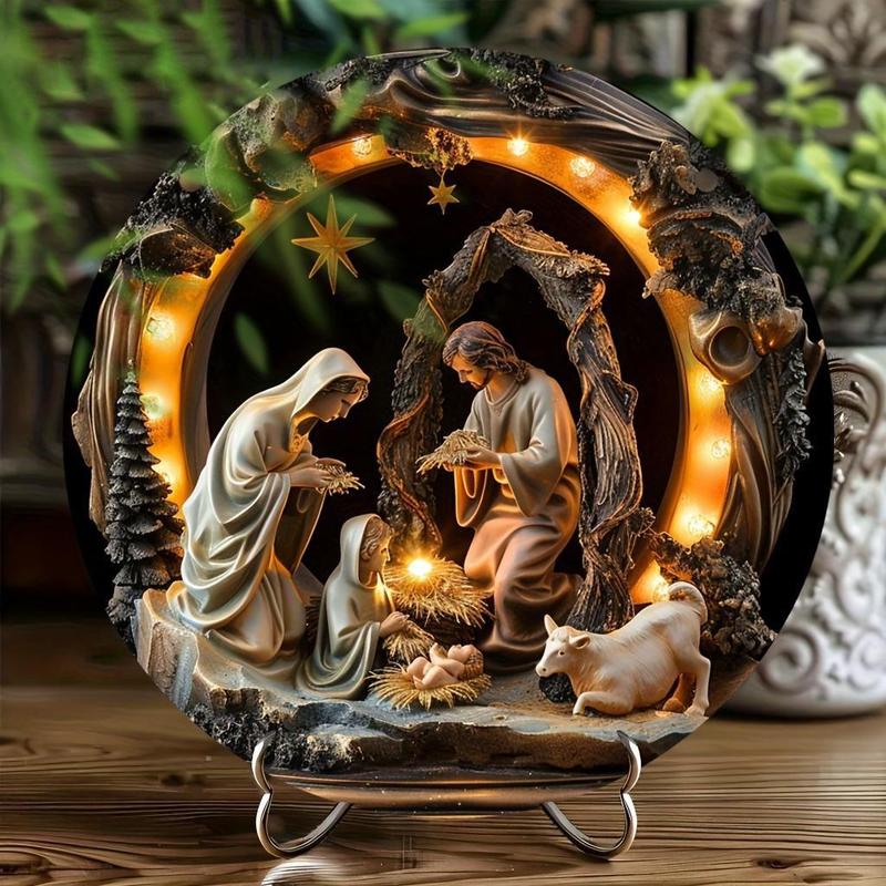 Nativity Scene Hanging Ornament, 1 Count 2D Religious Statue Hanging ...