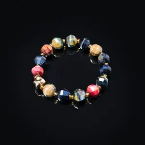 Colorful Tiger's Eye with Citrine Cube Your Daily Boost for Success & Joy ,Attracts Abundance Bracelet