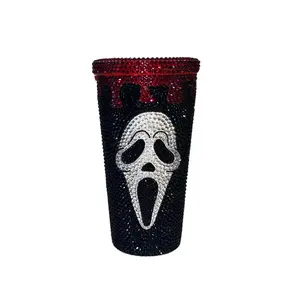 Scream Ghostface Halloween Bedazzled Tumbler Luxury Drinkware
