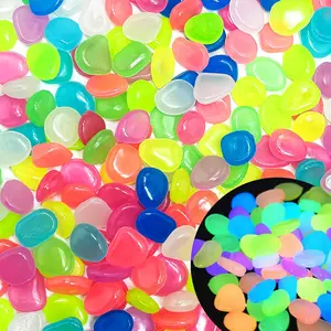 Glow in The Dark Fish Tank Rocks Glowing Resin Pebbles for Outdoor Garden Aquarium Landscaping Driveway Decoration Multi 2.2 Lb