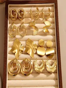 Women's Earrings Set, Random 3 Pairs/6 Pairs Fashionable Versatile Metal Ear Rings, Classic Elegant Circle Irregular Design, Circle Shape Earrings