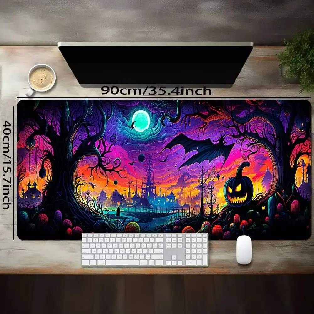 Mouse Pad, Halloween Themed UV Reactive Large Gaming Mouse Pad, Non-slip Rubber Base Mousepad, Washable Desk Keyboard Mat for Home Office