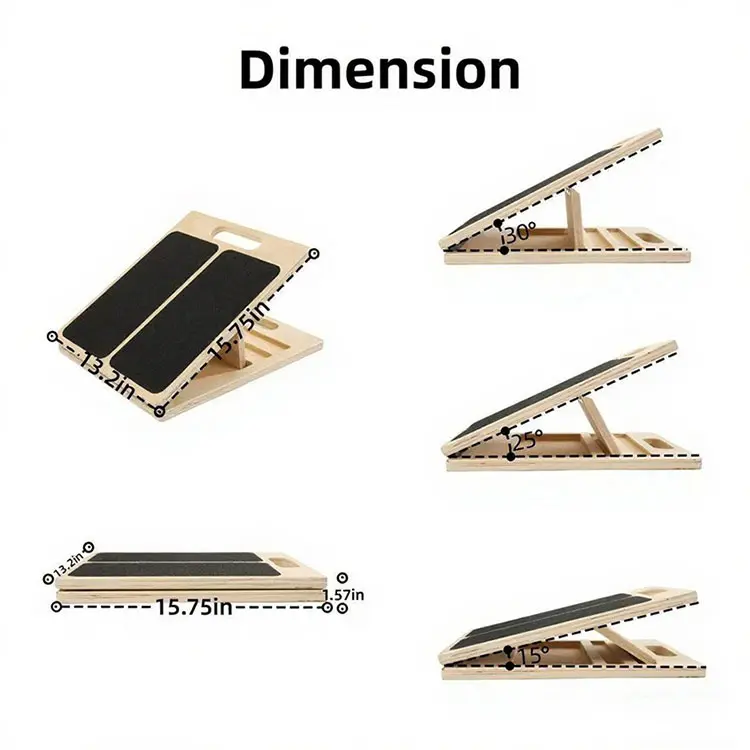 Slant Board for Calf Stretching 5 Angle Portable Adjustable Calf Wooden Stretch Board with Training Poster 300lb Weight Capacity for Ankle Heel Feet Leg Knees Physical Therapy Equipment
