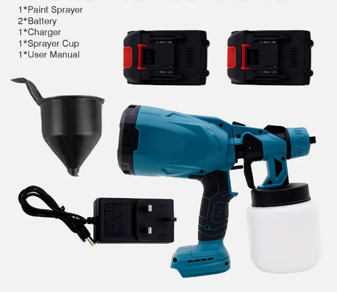 33.81oz Cordless Spray Painter with Battery, suitable for indoor and outdoor home painting, including fences, furniture, cabinets, and walls. construction tool filler paint sprayer grip portable gun handle diy decoration crown moulding ah bucket antirust