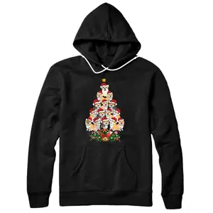 Personalized Santa Hat Corgi Dog Xmas Gift Corgi Christmas Tree Pullover Hoodie
