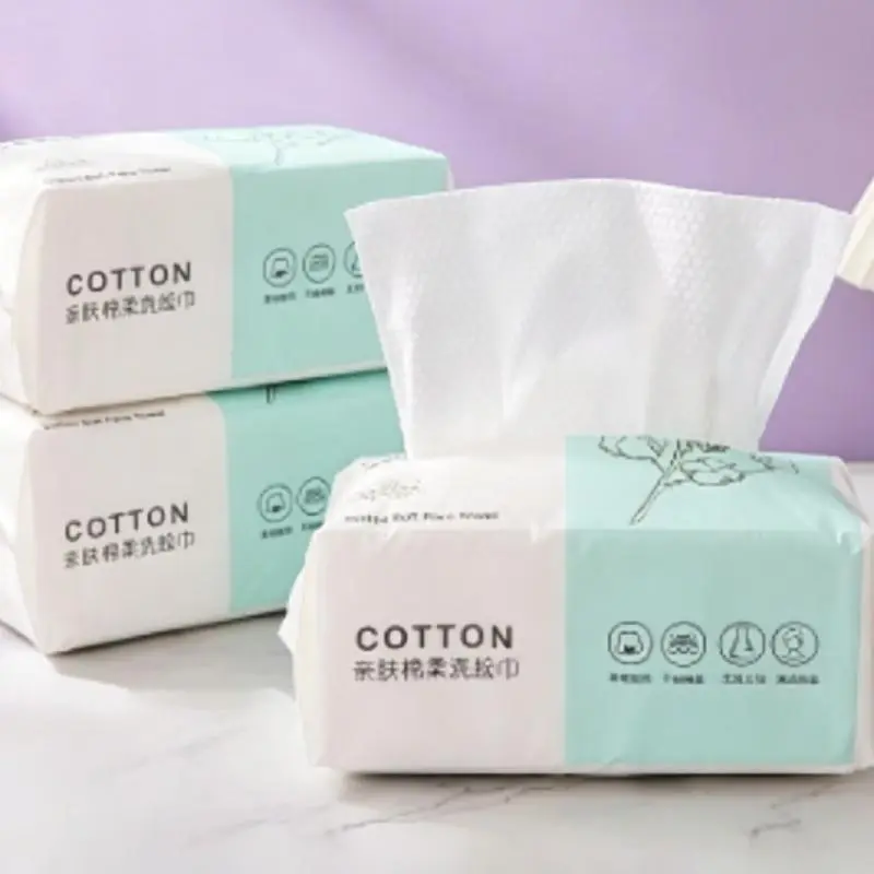 1 Pack 30 Count Thickened Disposable Face Towel 100% Cotton Soft Fabric Travel Cleansing Dry Wet Makeup Remover Pearl Cotton Reu