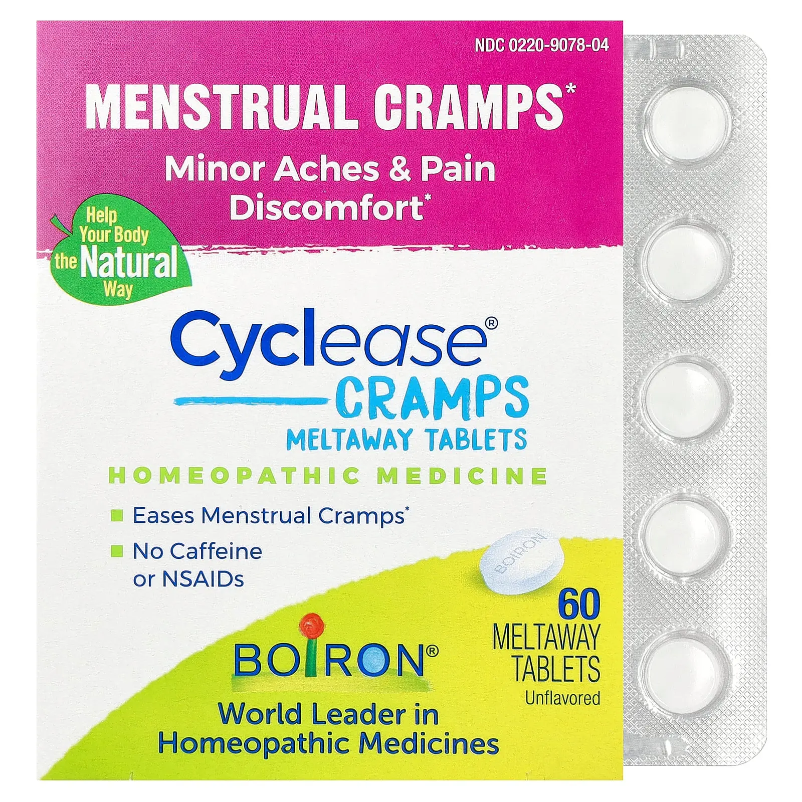 Boiron Cyclease Cramps, Meltaway Tablets, Unflavored, 60 Meltaway Tablets | HSA/FSA Eligible