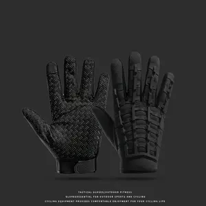 Tactical Full Finger Touchscreen Gloves, Thickened Anti-Slip Shock-Absorbing Protective Gloves, Outdoor Motorcycle Cycling Sports Gloves with Reinforced Silicone Palm, Windproof Water-Resistant Work Gloves for Men Women