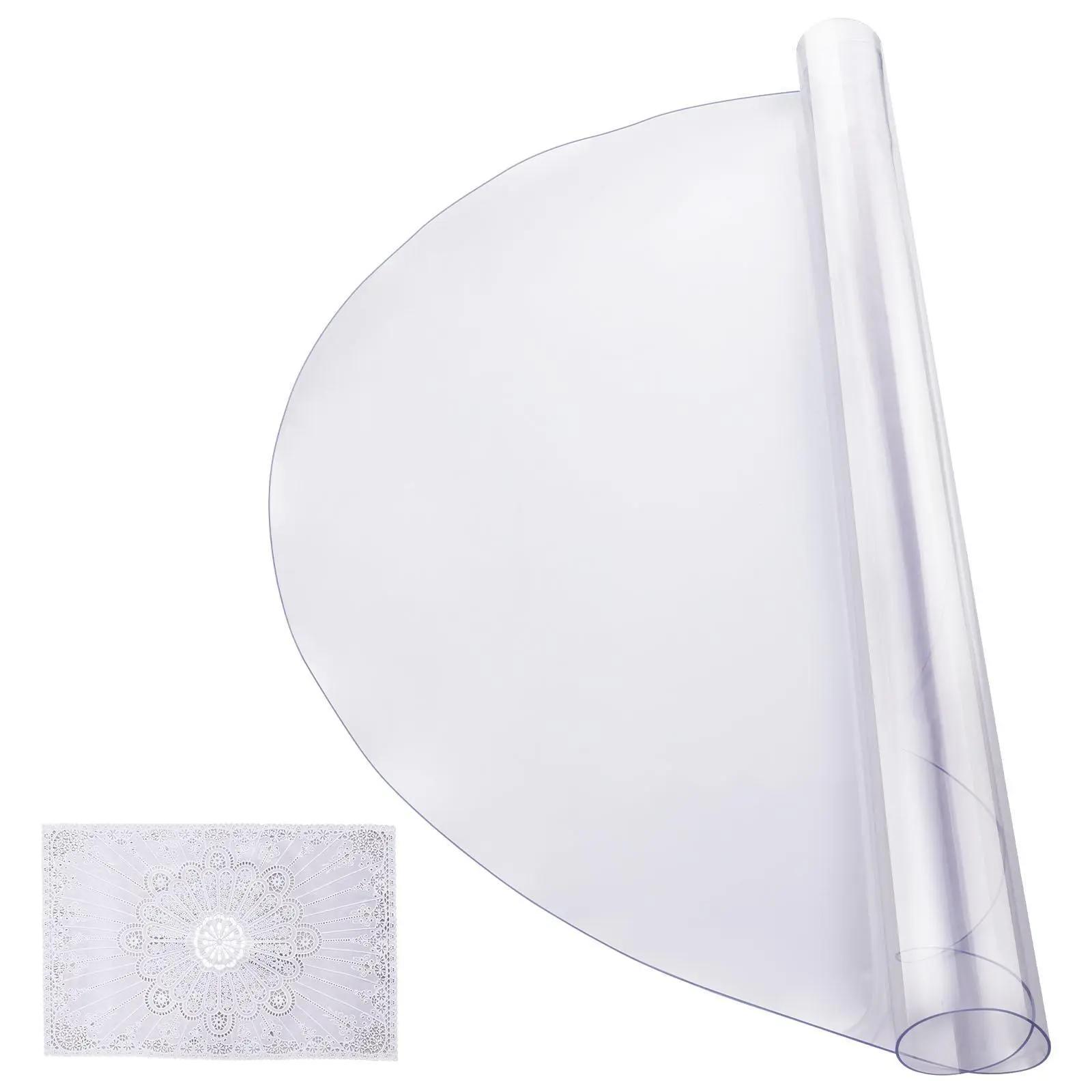 【Summerfinds】VEVOR Plastic Table Cover, 48 x 48 Inch 2.0 mm Thick Clear Table Protector, Round PVC Desk Mat, Waterproof & Easy Cleaning Desk Pad Tablecloth, for Office Dresser Dining Room Table Night Stand