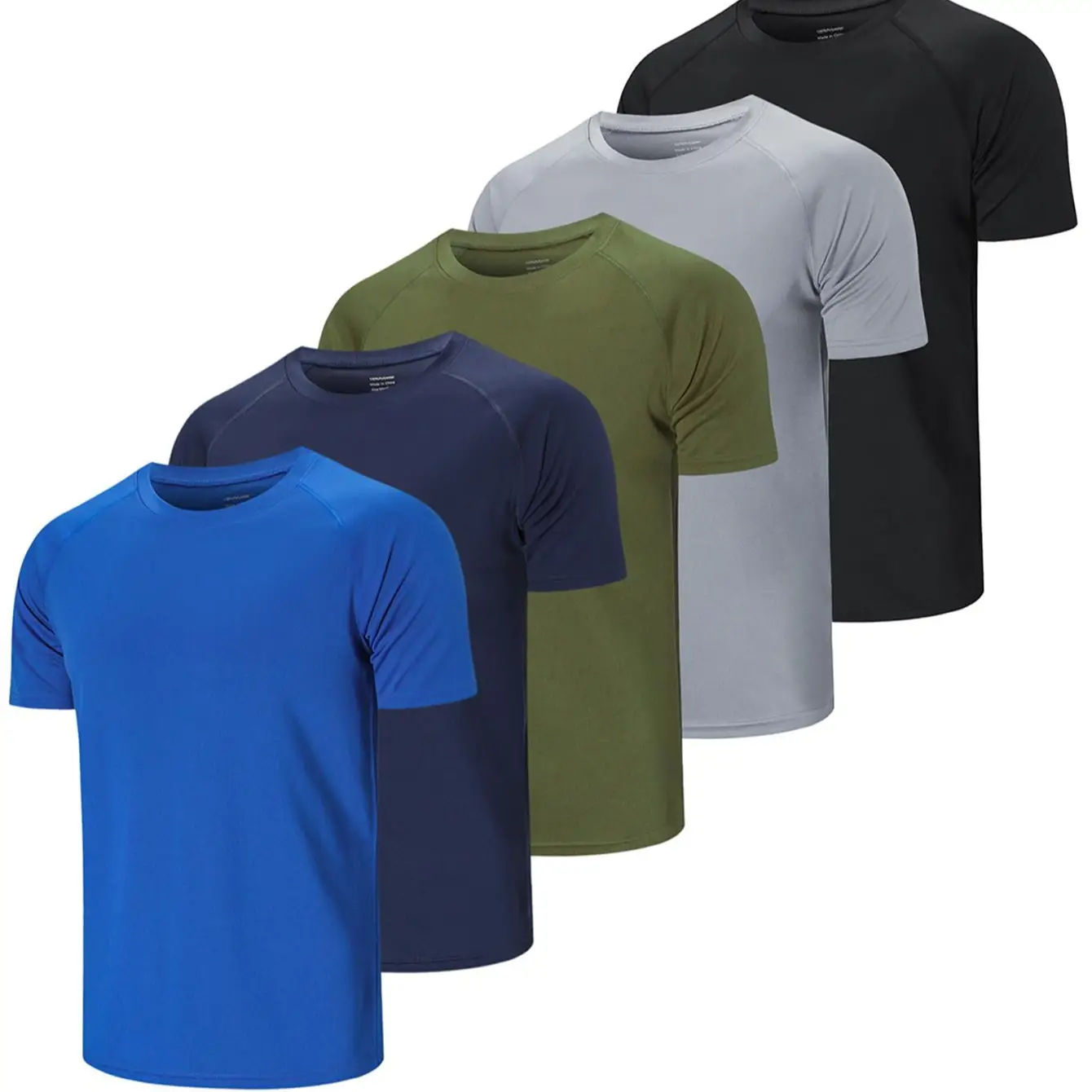 Men Casual Crew Neck Shirts, 5 Pack Running Top Workout Plain Dry Fit Gym Top Moisture Wicking Active Athletic Shirts Short Sleeve Sport Tops