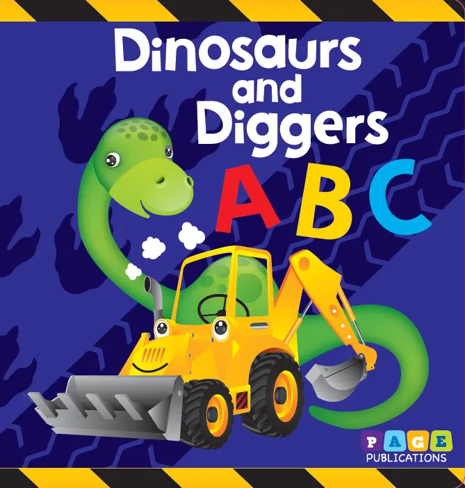 Early Learning ABC Illustrated Art Board Activity Book for Kids - Fun Construction-Themed Book with Dinosaurs, Diggers, Activity Books