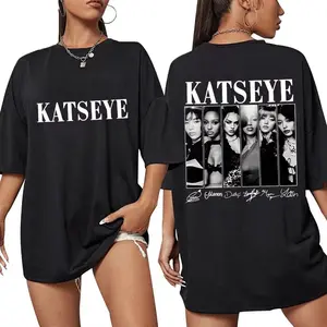 Vintage Korean Style Katseye Graphic T Shirts Kpop Fashion Men Women Popular T-shirt  Oversized T Shirts Streetwear