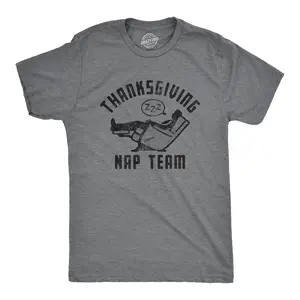 Mens Thanksgiving Nap Team T Shirt Funny Turkey Day Football Graphic Tee Mens Funny T Shirts Cool Vintage Fashion T-Shirt Gift Classic Menswear Thanksgiving Apparel for Men Novelty Tees for Guys Dark Grey