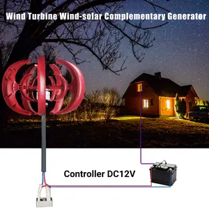 Wind Turbine Generator Kit, 600W 12V Vertical Wind Turbine Electricity Set,5 Blade Horizontal Wind Power Generator Kit for Home, Boat, Marine, Monitoring, Street Lighting