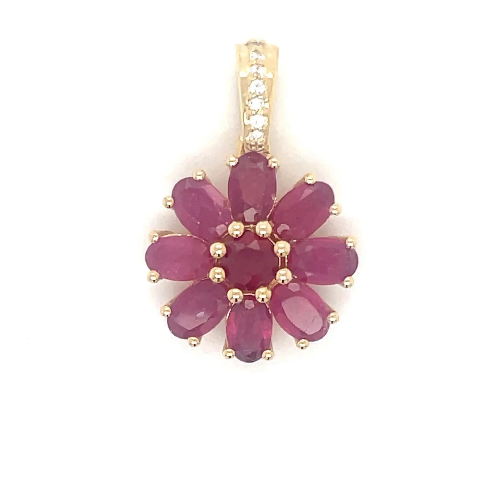 Luxury Certified Genuine 7.25TCW Ruby Flower Pendant - 925 Real Silver Necklaces & Pendants (SG-22), Superior Silver Jewelry Accessory with Certified Genuine Stones, No