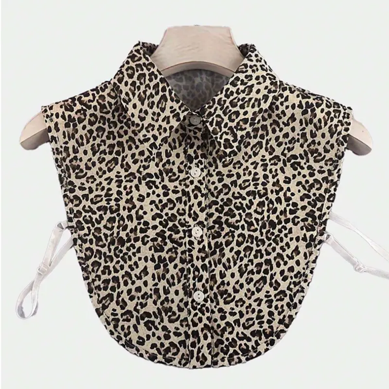Women's Fashion Detachable Leopard Print Collar, French Style Versatile Fake Collar, Chic Tie Side, Suitable for Inner Wear and Outdoors All Seasons