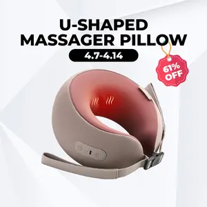 CINCOM U-Shaped Neck Massager Pillow（Mocha Coffee） for Cervical Support, with Soothing Heat & Kneading, 360° Memory Foam Support, Cordless, Rechargeable & Portable, Perfect Gift for Black Friday, Thanksgiving, Christmas, Birthdays & More