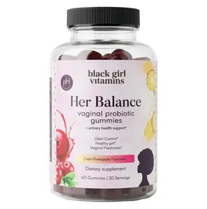 Black Girl Vitamins Her Balance Vaginal Probiotic Gummies – pH Balance & Odor Support, Feminine Health + Urinary Tract Support, 2B CFU Lactobacillus, Vegan, Gluten-Free, Halal (30-Day Supply)